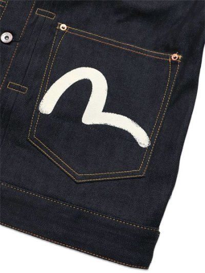 画像4: 【送料無料】EVISU ECRU SEAGULL PRINTED DENIM JACKET RAW INDIGO