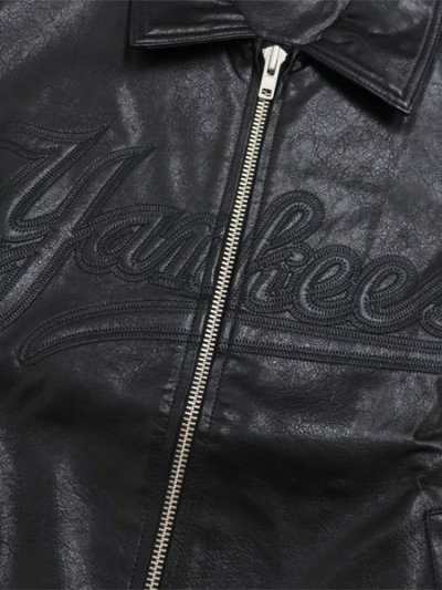 画像3: 【送料無料】NEW ERA SYNTHETIC LEATHER JACKET YANKEES BLK