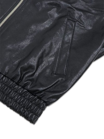画像4: 【送料無料】NEW ERA SYNTHETIC LEATHER JACKET YANKEES BLK