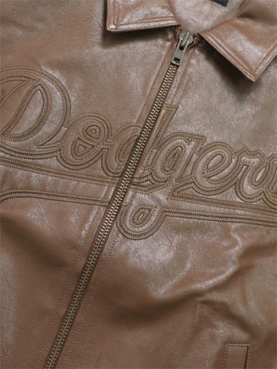 画像3: 【送料無料】NEW ERA SYNTHETIC LEATHER JACKET DODGERS BROWN