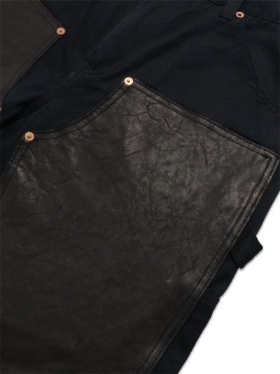 画像6: 【送料無料】SCHOTT LEATHER COMB DOUBLE KNEE PANTS BLACK