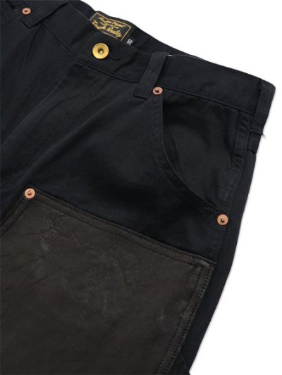 画像3: 【送料無料】SCHOTT LEATHER COMB DOUBLE KNEE PANTS BLACK