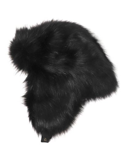 画像1: 【送料無料】POLO RALPH LAUREN FAUX FUR TRAPPER HAT BLACK