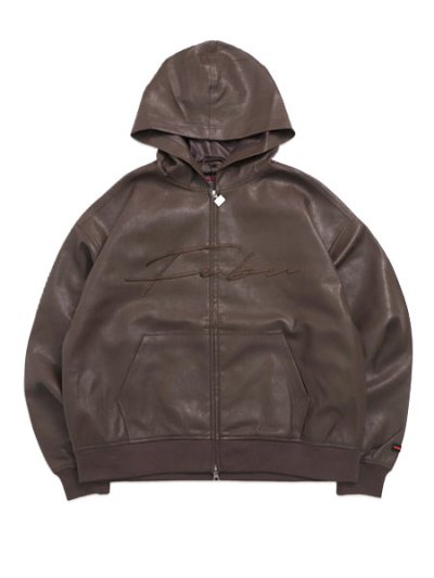 画像1: 【送料無料】FUBU FAUX LEATHER ZIP HOODIE