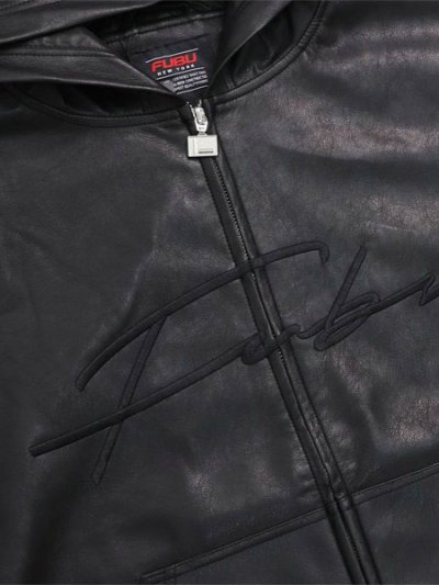 画像3: 【送料無料】FUBU FAUX LEATHER ZIP HOODIE