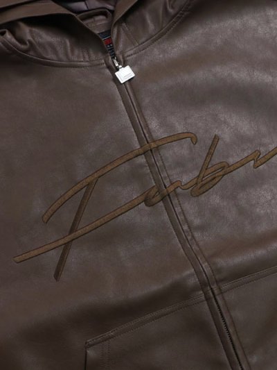 画像3: 【送料無料】FUBU FAUX LEATHER ZIP HOODIE