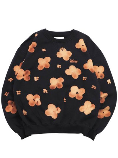 画像1: 【送料無料】WHIMSY SOCKS FLOWER TIE-DYE CREWNECK BLACK