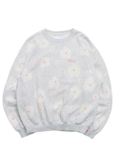画像1: 【送料無料】WHIMSY SOCKS FLOWER TIE-DYE CREWNECK ASH GREY