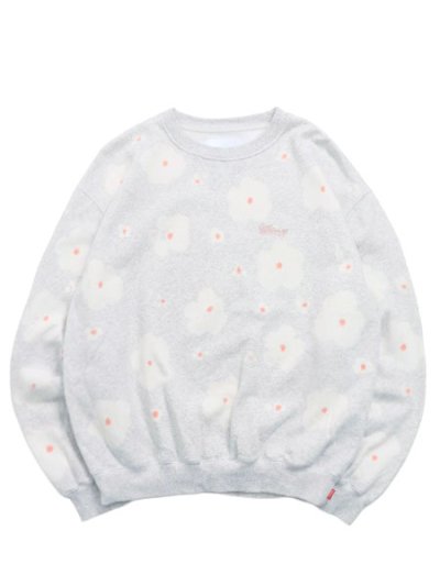 画像1: 【送料無料】WHIMSY SOCKS FLOWER TIE-DYE CREWNECK ASH GREY