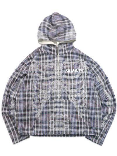 画像1: 【送料無料】GUAPI BLUE SKELETON HALF ZIP HOODIE