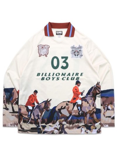 画像1: 【送料無料】BILLIONAIRE BOYS CLUB BB HOUNDS PRINTED SOCCER JERSEY GARDENIA