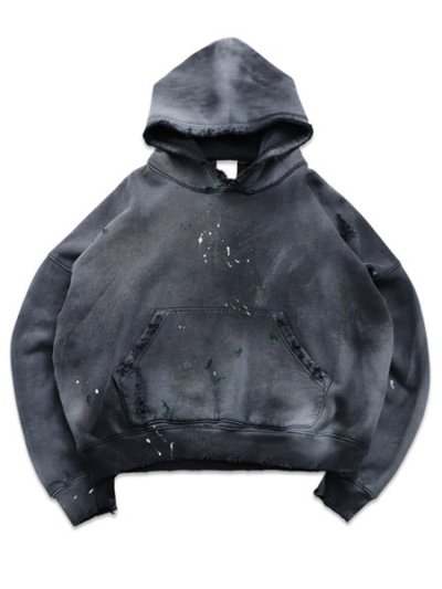 画像1: 【送料無料】MOOJI MOOJI OVERSIZED CROP HOODIE SPLATTER BLACK