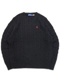 【送料無料】POLO RALPH LAUREN CABLE KNIT COTTON CREW SWEATER POLO BLACK