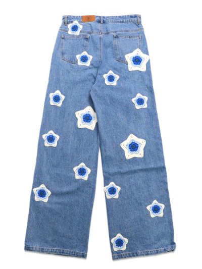 画像2: 【送料無料】ARKYVE BLUE STAR CROCHET PATCH DENIM
