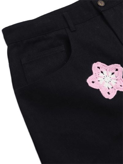 画像3: 【送料無料】ARKYVE PINK STAR CROCHET BLACK DENIM