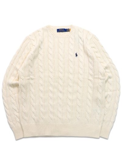 画像1: 【送料無料】POLO RALPH LAUREN CABLE KNIT COTTON CREW SWEATER ANDOVER CREAM