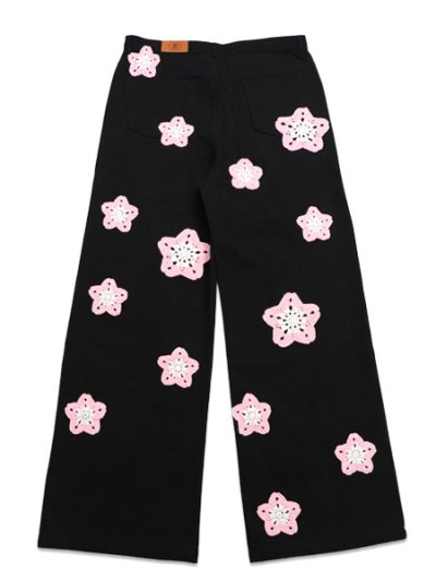 画像2: 【送料無料】ARKYVE PINK STAR CROCHET BLACK DENIM