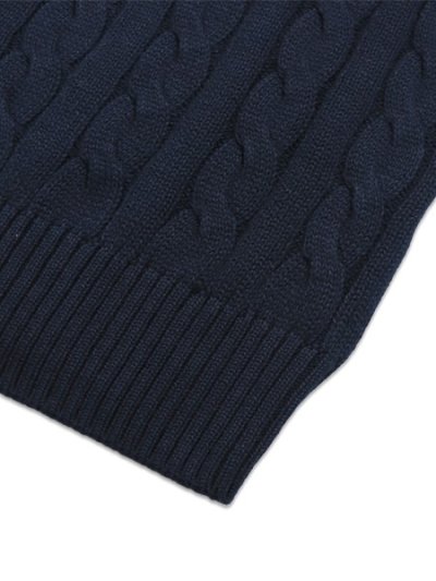 画像4: 【送料無料】POLO RALPH LAUREN CABLE KNIT COTTON CREW SWEATER HUNTER NAVY