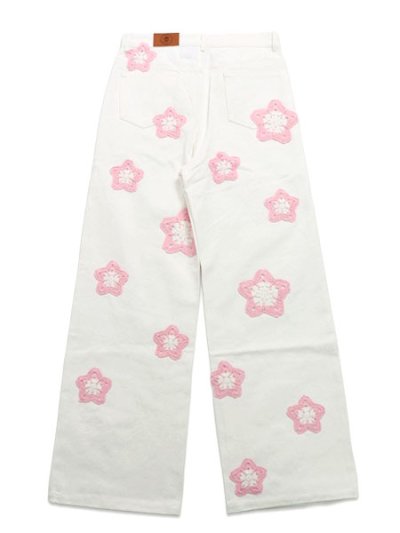画像2: 【送料無料】ARKYVE PINK STAR CROCHET WHITE DENIM