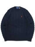 【送料無料】POLO RALPH LAUREN CABLE KNIT COTTON CREW SWEATER HUNTER NAVY