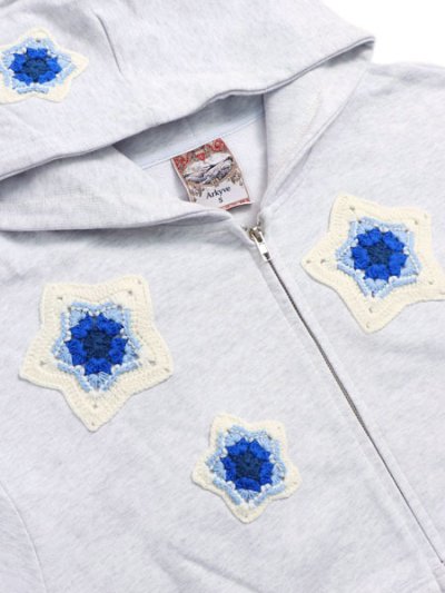 画像3: 【送料無料】ARKYVE BLUE STAR CROCHET PATCH ZIP HOODIE