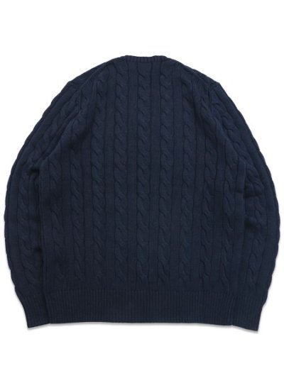 画像2: 【送料無料】POLO RALPH LAUREN CABLE KNIT COTTON CREW SWEATER HUNTER NAVY