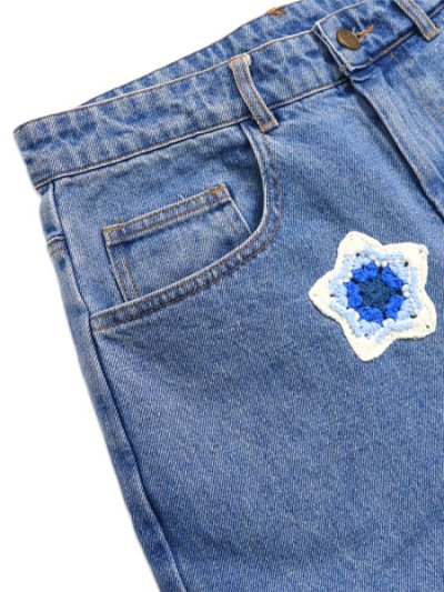 画像3: 【送料無料】ARKYVE BLUE STAR CROCHET PATCH DENIM