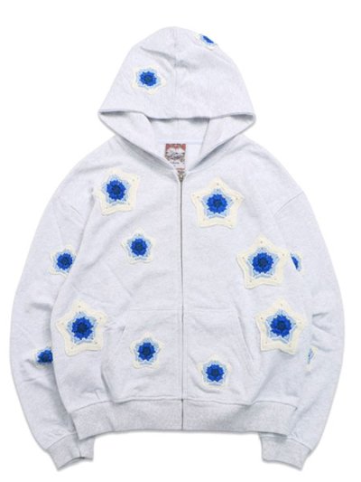 画像1: 【送料無料】ARKYVE BLUE STAR CROCHET PATCH ZIP HOODIE