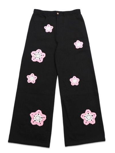 画像1: 【送料無料】ARKYVE PINK STAR CROCHET BLACK DENIM