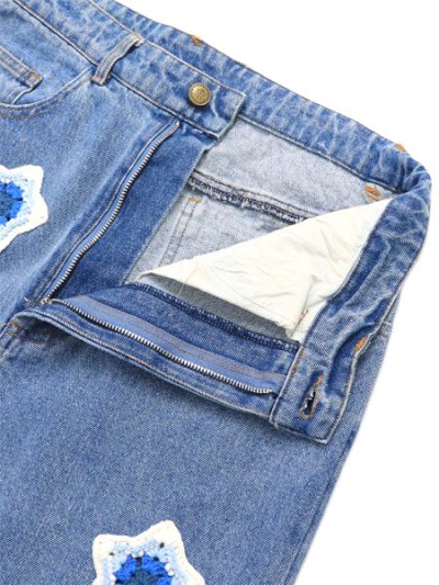 画像4: 【送料無料】ARKYVE BLUE STAR CROCHET PATCH DENIM
