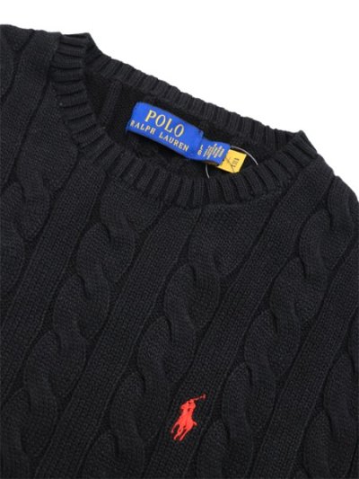 画像3: 【送料無料】POLO RALPH LAUREN CABLE KNIT COTTON CREW SWEATER POLO BLACK