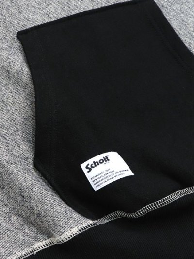 画像4: 【送料無料】SCHOTT SALT AND PEPPER HOODED SWEAT GREY