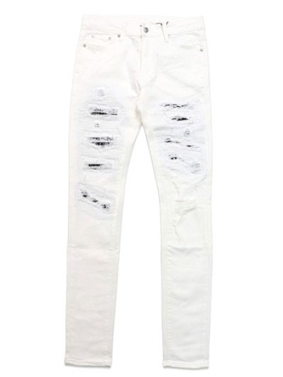 画像1: 【送料無料】mnml X165 PAISLEY STRETCH DENIM WHITE/BLACK