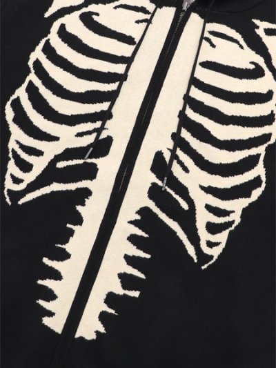 画像3: 【送料無料】VANSON BONE ZIP KNIT HOODIE BLACK/WHITE