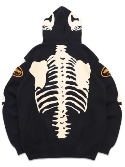 画像2: 【送料無料】VANSON BONE ZIP KNIT HOODIE BLACK/WHITE