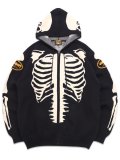 【送料無料】VANSON BONE ZIP KNIT HOODIE BLACK/WHITE