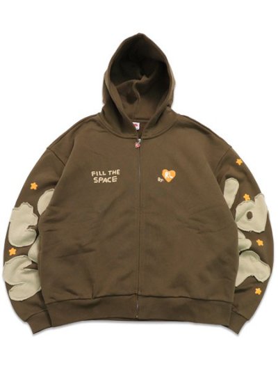 画像2: 【送料無料】RED LETTERS BROWN ARTIST SCATTERED ZIP UP HOODIE