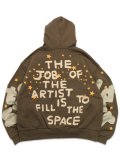 【送料無料】RED LETTERS BROWN ARTIST SCATTERED ZIP UP HOODIE