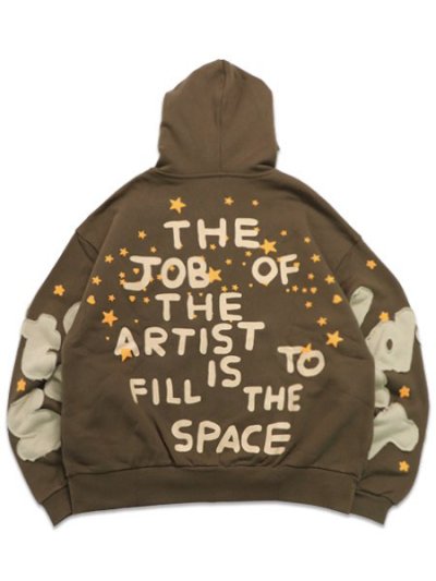 画像1: 【送料無料】RED LETTERS BROWN ARTIST SCATTERED ZIP UP HOODIE