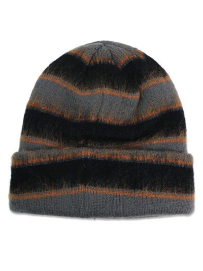 画像2: KANGOL FUZZY STRIPE BEANIE CHARCOAL