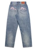 【送料無料】EVISU HT,5 POCKET PINK SEAGULL JEANS LIGHT TONE INDIGO
