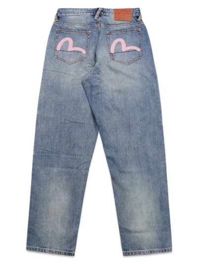 画像1: 【送料無料】EVISU HT,5 POCKET PINK SEAGULL JEANS LIGHT TONE INDIGO