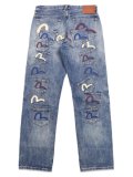 【送料無料】EVISU MULTI-POCKET PATCHED DAICOCK SELVEDGE JEANS MID TONE INDIGO