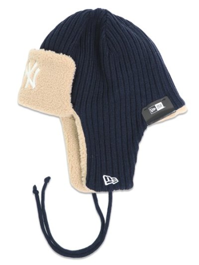 画像1: NEW ERA KNIT TRAPPER RIB KNIT YANKEES NAVY