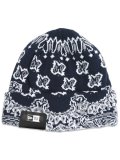 NEW ERA BASIC CUFF KNIT PAISLEY PATTERN NAVY
