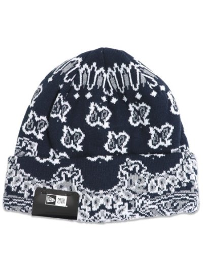 画像1: NEW ERA BASIC CUFF KNIT PAISLEY PATTERN NAVY