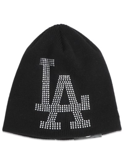画像1: NEW ERA BASIC BEANIE BIG RHINESTONE DODGERS BLACK