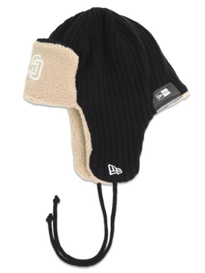 画像1: NEW ERA KNIT TRAPPER RIB KNIT PADRES BLACK