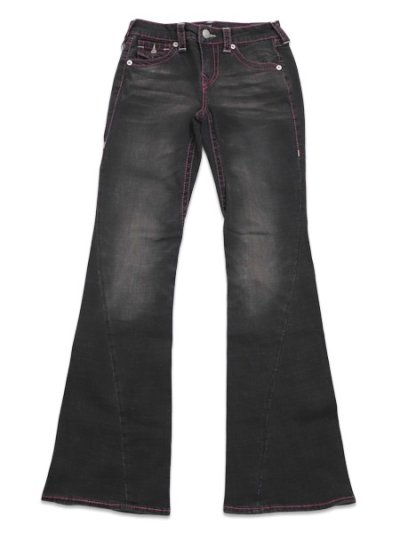 画像2: 【送料無料】TRUE RELIGION WMNS JOEY MID RISE BIG T FLAP FLARE WASH BLACK