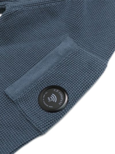 画像6: 【送料無料】C.P.COMPANY WAFFLE KN COTTON ZIP LENS CARDIGAN ORION BLUE